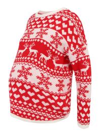 Only Maternity Pullover 'XMAS HEARTS'  vermelho / branco