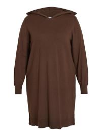 Vila Curve Vestido de malha  castanho