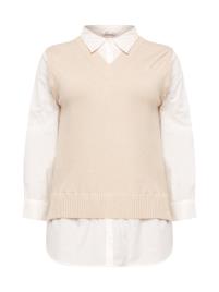 Z-One Pullover 'Elke'  bege / branco natural