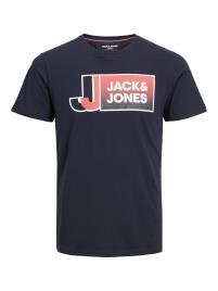JACK & JONES Camisa 'Logan'  azul escuro / vermelho / branco