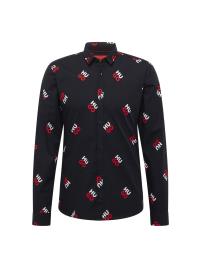 HUGO Camisa 'Ero3'  vermelho / preto / branco