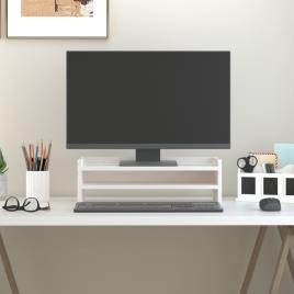 vidaXL Suporte para monitor 50x24x16 cm madeira de pinho maciça branco