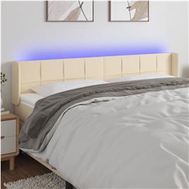 vidaXL Cabeceira de cama c/ luzes LED tecido 163x16x78/88 cm cor creme