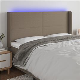 vidaXL Cabeceira cama c/ LED tecido 163x16x118/128cm cinza-acastanhado