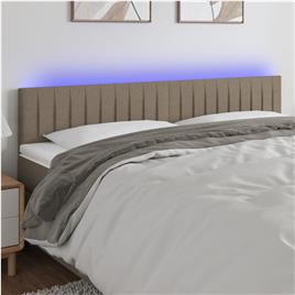 vidaXL Cabeceira cama luzes LED tecido 200x5x78/88cm cinza-acastanhado