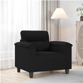 vidaXL Poltrona 60 cm tecido de microfibra preto