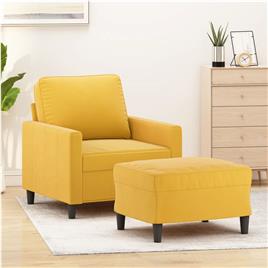 vidaXL Poltrona com apoio de pés 60 cm veludo amarelo-claro