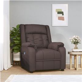 vidaXL Poltrona elevatória couro artificial castanho