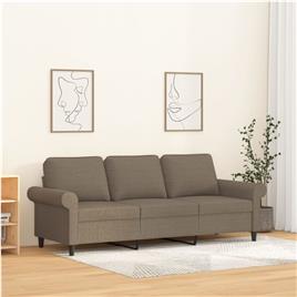 vidaXL Sofá de 3 lugares tecido 180 cm cinzento-acastanhado