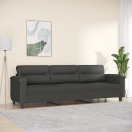 vidaXL Sofá de 3 lugares 210 cm tecido de microfibra cinzento-escuro