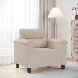 vidaXL Poltrona 60 cm tecido de microfibra cor creme