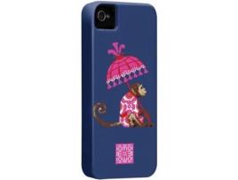 Capa iPhone 4, 4s CASE-MATE Iomoi Monkey with Umbrella Azul