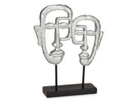 Figura Decorativa Face Prateado Poliresina 27x32,5x10,5 cm