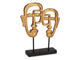 Figura Decorativa 27x32,5x10,5 cm Face Dourado Poliresina