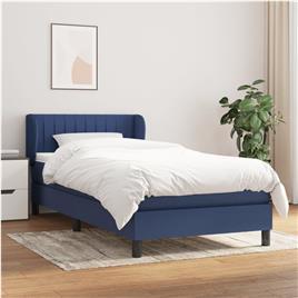 vidaXL Cama com molas/colchão 80x200 cm tecido azul