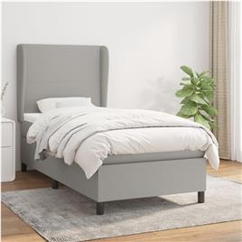 vidaXL Cama com molas/colchão 90x200 cm tecido cinza-claro