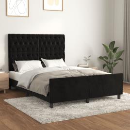vidaXL Estrutura de cama c/ cabeceira 140x190 cm veludo preto