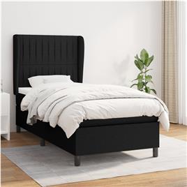 vidaXL Cama com molas/colchão 90x200 cm tecido preto