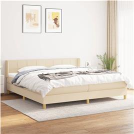 vidaXL Cama com molas/colchão 200x200 cm tecido cor creme