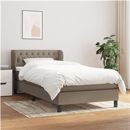 vidaXL Cama com molas/colchão 100x200 cm tecido cinza-acastanhado