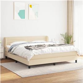 vidaXL Cama com molas/colchão 160x200 cm tecido cor creme