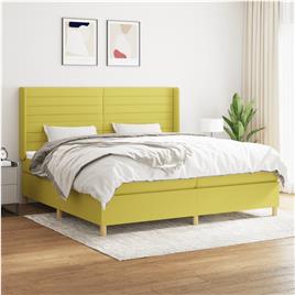 vidaXL Cama com molas/colchão 200x200 cm tecido verde