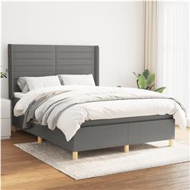 vidaXL Cama com molas/colchão 140x200 cm tecido cinzento-escuro