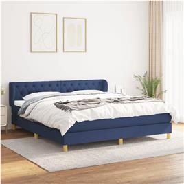vidaXL Cama com molas/colchão 160x200 cm tecido azul