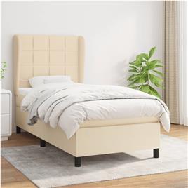 vidaXL Cama com molas/colchão 100x200 cm tecido cor creme