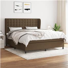 vidaXL Cama com molas/colchão 160x200 cm tecido castanho-escuro