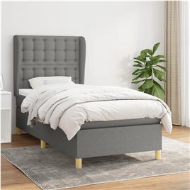 vidaXL Cama com molas/colchão 90x190 cm tecido cinza-escuro