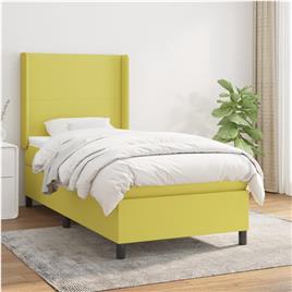 vidaXL Cama com molas/colchão 100x200 cm tecido verde