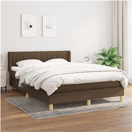 vidaXL Cama com molas/colchão 140x200 cm tecido castanho-escuro