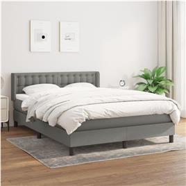 vidaXL Cama com molas/colchão 140x190 cm tecido cinzento-escuro