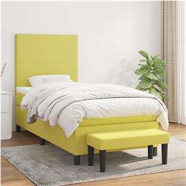 vidaXL Cama com molas/colchão 90x200 cm tecido verde-claro
