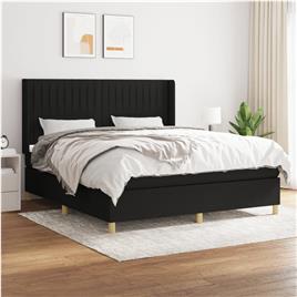 vidaXL Cama com molas/colchão 160x200 cm tecido preto