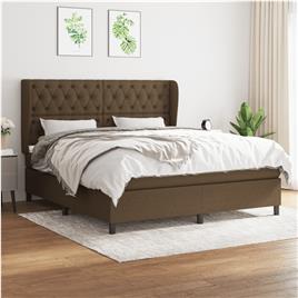 vidaXL Cama com molas/colchão 160x200 cm tecido castanho-escuro