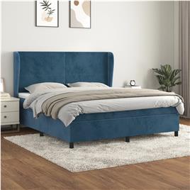 vidaXL Cama com molas/colchão 160x200 cm veludo azul-escuro