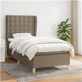 vidaXL Cama com molas/colchão 80x200 cm tecido castanho-acinzentado