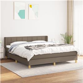 vidaXL Cama com molas/colchão 160x200 cm tecido castanho-acinzentado