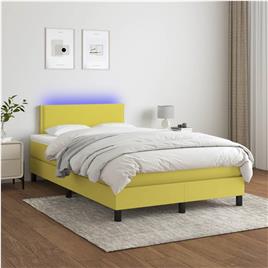 vidaXL Cama box spring c/ colchão e LED 120x200 cm tecido verde