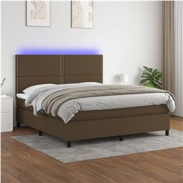 vidaXL Cama box spring c/ colchão/LED 160x200cm tecido castanho-escuro