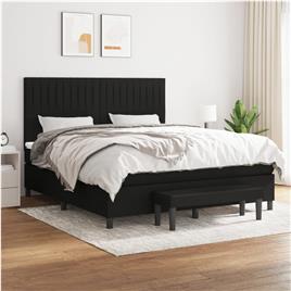 vidaXL Cama com molas/colchão 160x200 cm tecido preto
