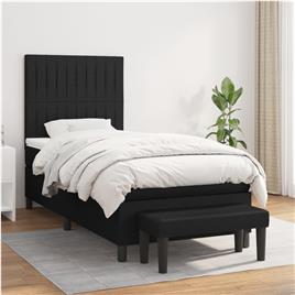 vidaXL Cama com molas/colchão 80x200 cm tecido preto