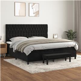 vidaXL Cama com molas/colchão 200x200 cm veludo preto