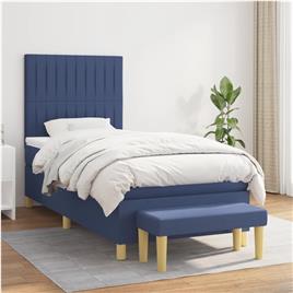 vidaXL Cama com molas/colchão 80x200 cm tecido azul