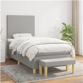 vidaXL Cama com molas/colchão 90x190 cm tecido cinzento-claro