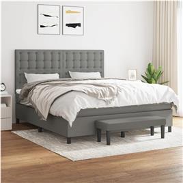 vidaXL Cama com molas/colchão 180x200 cm tecido cinzento-escuro