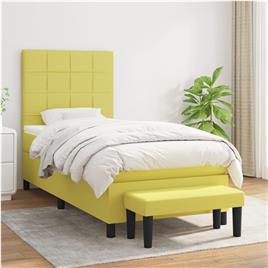 vidaXL Cama com molas/colchão 100x200 cm tecido verde-claro