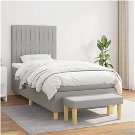 vidaXL Cama com molas/colchão 90x190 cm tecido cinzento-claro